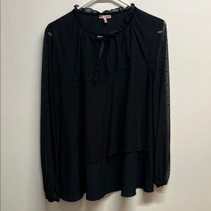 Juicy Coutire Black Sheer Blouse with Ruffle Neck and tie